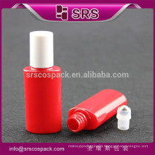SRS 2015 new packaging empty PET bottle with roll on sealing type, plastic 12ml red oval shape eye gel container